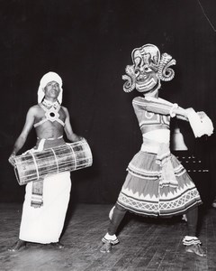 Ceylanese Ballet Dancers Mask Paris Theater Photo 1958