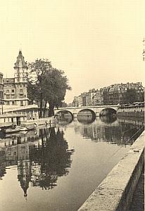 St Michel Bridge Seine River Paris Post War Photo 1945