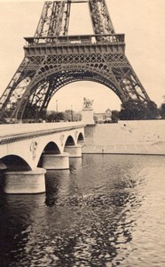 Tour Eiffel Tower Seine River Paris Post War Photo 1945