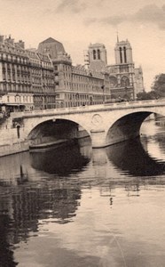 Notre Dame Seine River Paris Post War Old Photo 1945