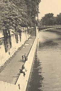 Fishermen Bord de Seine River Paris Post War Photo 1945