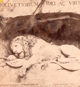 Lucerne Lion Sculpture Old Braun Stereo Photo 1875