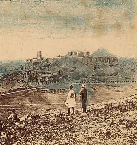 Greece Athens Large View Old Stereo Photo 1875