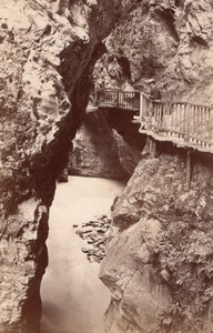 Switzerland Trent Narrow Pass Cliff old Photo 1880
