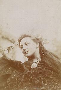 Young Parisian Lady with Flower France Old Photo 1903