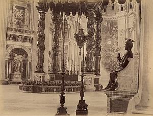 San Pietro Church Interior Roma Italy Old Photo 1880