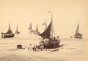 Scheveningen Boats Workers Netherlands old Photo 1890