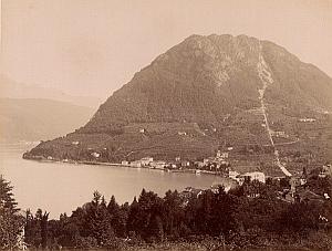 Italy Lugano San Salvatore Lake Panorama Old Photo 1885