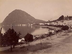 Italy Lugano View From Washington Hotel Old Photo 1885