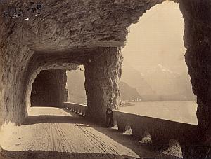 Switzerland Axen Road Lake Panorama Old Photo 1885