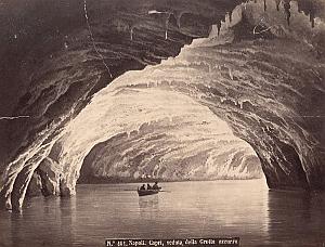 Italy Napoli Capri Grotta Azzura Boat Old Photo 1885