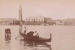 Italy Venezia Panorama Gondola Old Photo 1890