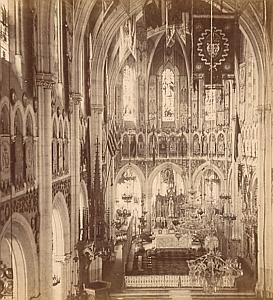 France Lourdes Cathedral Interior Old Stereo Photo 1880