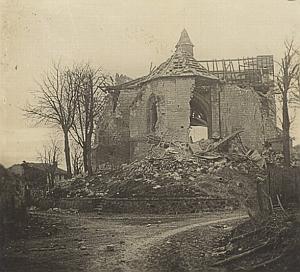 WWI War old Photo 1916 Souain Church Devastation Ruins