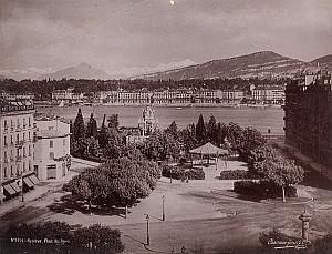 Switzerland Geneva Place des Alpes Old Photo 1890