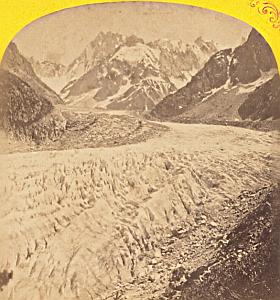 Alpes Mont Blanc Montanvert Glacier Stereo Photo 1869