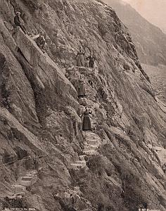 Alpes Mont Blanc Le Mauvais Pas Animated Old Photo 1890