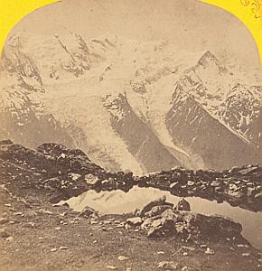 Alpes MontBlanc Pranpraz Panorama Old Stereo Photo 1869