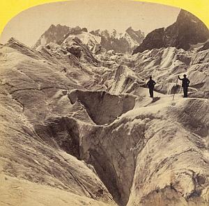 Alpes Mont Blanc Glacier Animated Old Stereo Photo 1863