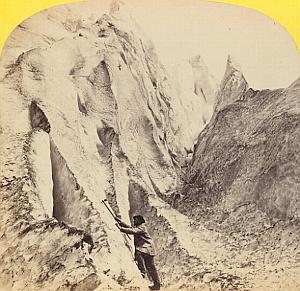 Alpes Mont Blanc Glacier Animated Old Stereo Photo 1863