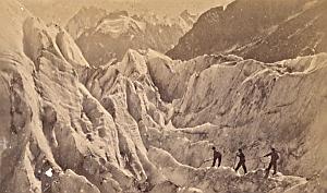 Alpes Mont Blanc Bosson Glacier Climbers Old Photo 1869