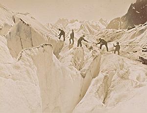 Alpes Mont Blanc Bosson Glacier Climbers Old Photo 1890