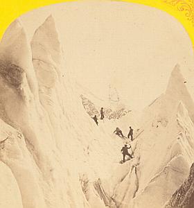 Alpes Mont Blanc Climber Animated Old Stereo Photo 1869