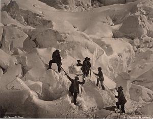 Alpes Mont Blanc Animated Ice Climbers Old Photo 1890