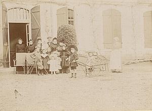 Family France Garden Children Car Toy Old Snapshot 1900