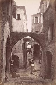 Italy Sanremo Old Town Cobbled Street Alley old Jean Gilletta Photo 1880'