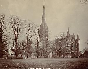 Salisbury Cathedral Facade England Old Photo 1890