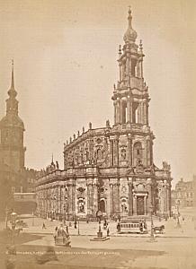 Dresden Catholic Church Tramway Germany Old Photo 1880