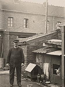 Man with Dog & Rabbit Lille France Snapshot Photo 1910