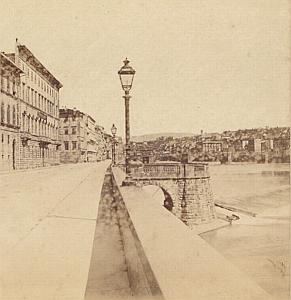 Arno River Firenze Italy old Sommer stereo Photo 1870