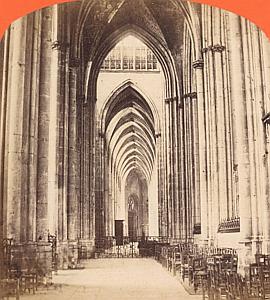 Church Interior Dieppe France Old stereo Photo 1870