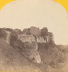 Castle Ruins Arques-la-Bataille near Dieppe France Old stereo Photo 1870