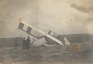 Biplan Paulhan crash Reims Early Aviation Photo 1909