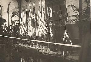 US General Lewis American Flags Paris old Photo 1918