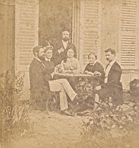 Cards Players Scene de Genre Joueurs de Cartes France Old Photo Stereo 1870