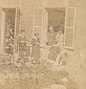Family Scene House France Old Photo Stereo 1870