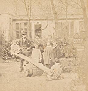 Seesaw Humoristic Scene France Old Photo Stereo 1870