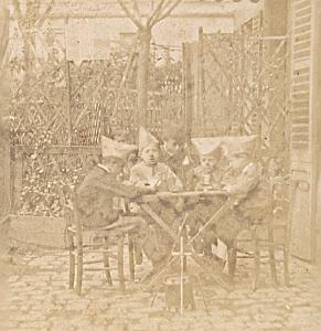 Kids Humoristic Scene France Old Photo Stereo 1870