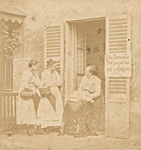 Humoristic Scene France Old Photo Stereo 1870