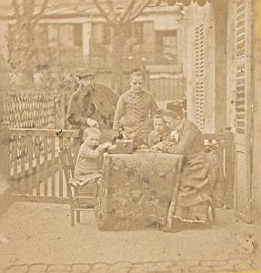 Family Scene France Old Photo Stereo 1870