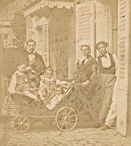 Family Scene France Old Photo Stereo 1870