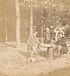 Hunters Humoristic Scene de Genre France Old Photo Stereo 1870