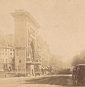 Porte Saint Denis Paris France Old Stereo Photo 1870