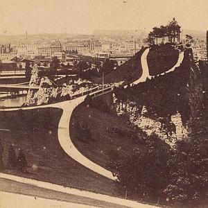 Buttes Chaumont Paris France Old Stereo Photo 1870
