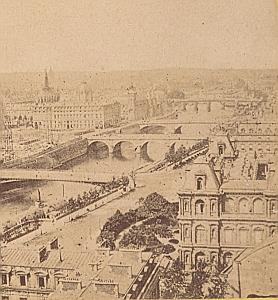 Panorama Paris France Old Stereo Photo 1870