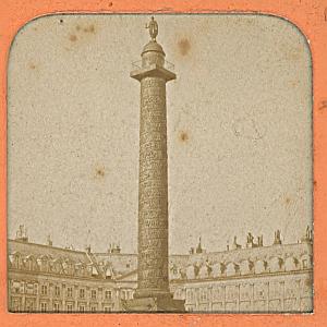 Vendome Place Paris France Old Tissue Stereoview 1870